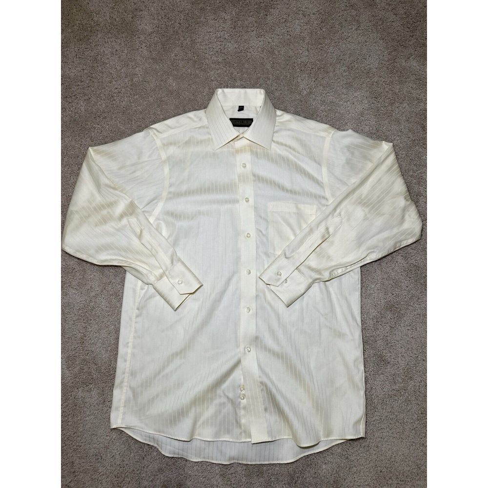 Donald Trump Yellow Stripe Signature Collection Dress Shirt 15 1/2 x 32/33